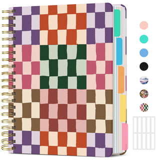 Large Spiral Lined Notebooks for Work with Removable Dividers & Tabs, 8.5"x11" Pretty Hardcover 5 Subject Notebook Journal for Women, College Ruled, Perfect for Study & Office Organization, 280 Pages,Wildflowers
