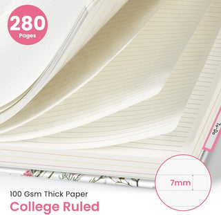 Large Spiral Lined Notebooks for Work with Removable Dividers & Tabs, 8.5"x11" Pretty Hardcover 5 Subject Notebook Journal for Women, College Ruled, Perfect for Study & Office Organization, 280 Pages,Wildflowers