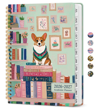 Planner 2026–2027, Academic Monthly Weekly Spiral Calendar, July 2026 – June 2027, Hardcover Agenda Notebook with Tabs, 6.3" x 8.5", Perfect for Students, Teachers, School & Daily Planning - Twilight Bloom
