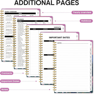 Planner 2026–2027, Academic Monthly Weekly Spiral Calendar, July 2026 – June 2027, Hardcover Agenda Notebook with Tabs, 6.3" x 8.5", Perfect for Students, Teachers, School & Daily Planning - Twilight Bloom