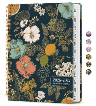 Planner 2026–2027, Academic Monthly Weekly Spiral Calendar, July 2026 – June 2027, Hardcover Agenda Notebook with Tabs, 6.3" x 8.5", Perfect for Students, Teachers, School & Daily Planning - Twilight Bloom