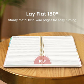 Hardcover Spiral Journal Notebooks for Work With Removable Dividers & Tabs, 8.5"x11" 5 Subject Notebook for Note Taking & Organizer, A4 College Ruled Lined Journal for Women & Writing, Pink, 280 Pages