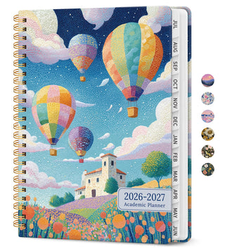 Planner 2026–2027, Academic Monthly Weekly Spiral Calendar, July 2026 – June 2027, Hardcover Agenda Notebook with Tabs, 6.3" x 8.5", Perfect for Students, Teachers, School & Daily Planning - Twilight Bloom