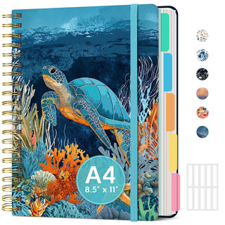 Large Spiral Lined Notebooks for Work with Removable Dividers & Tabs, 8.5"x11" Pretty Hardcover 5 Subject Notebook Journal for Women, College Ruled, Perfect for Study & Office Organization, 280 Pages,Wildflowers