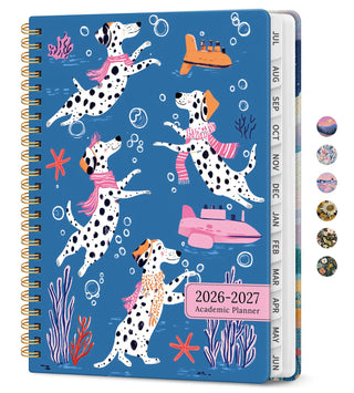 Planner 2026–2027, Academic Monthly Weekly Spiral Calendar, July 2026 – June 2027, Hardcover Agenda Notebook with Tabs, 6.3" x 8.5", Perfect for Students, Teachers, School & Daily Planning - Twilight Bloom