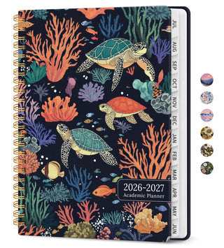 Planner 2026–2027, Academic Monthly Weekly Spiral Calendar, July 2026 – June 2027, Hardcover Agenda Notebook with Tabs, 6.3" x 8.5", Perfect for Students, Teachers, School & Daily Planning - Twilight Bloom