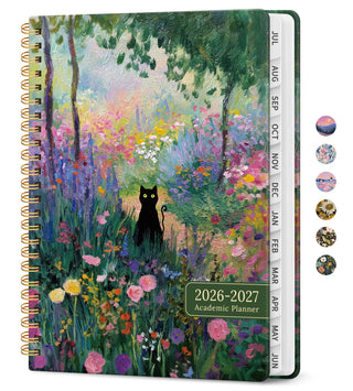 Planner 2026–2027, Academic Monthly Weekly Spiral Calendar, July 2026 – June 2027, Hardcover Agenda Notebook with Tabs, 6.3" x 8.5", Perfect for Students, Teachers, School & Daily Planning - Twilight Bloom