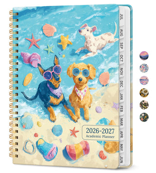Planner 2026–2027, Academic Monthly Weekly Spiral Calendar, July 2026 – June 2027, Hardcover Agenda Notebook with Tabs, 6.3" x 8.5", Perfect for Students, Teachers, School & Daily Planning - Twilight Bloom