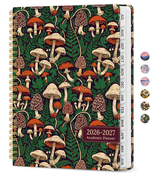 Planner 2026–2027, Academic Monthly Weekly Spiral Calendar, July 2026 – June 2027, Hardcover Agenda Notebook with Tabs, 6.3" x 8.5", Perfect for Students, Teachers, School & Daily Planning - Twilight Bloom