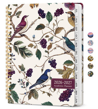 Planner 2026–2027, Academic Monthly Weekly Spiral Calendar, July 2026 – June 2027, Hardcover Agenda Notebook with Tabs, 6.3" x 8.5", Perfect for Students, Teachers, School & Daily Planning - Twilight Bloom