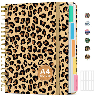 Large Spiral Notebook with Dividers & Tabs, 8.5" x 11" Hardcover 5 Subject Notebook for Work, 280 pages, College Ruled, Cute Journal for Women, Perfect for Study & Office Note Taking, Garden