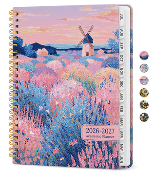 Planner 2026–2027, Academic Monthly Weekly Spiral Calendar, July 2026 – June 2027, Hardcover Agenda Notebook with Tabs, 6.3" x 8.5", Perfect for Students, Teachers, School & Daily Planning - Twilight Bloom