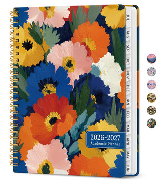 Planner 2026–2027, Academic Monthly Weekly Spiral Calendar, July 2026 – June 2027, Hardcover Agenda Notebook with Tabs, 6.3" x 8.5", Perfect for Students, Teachers, School & Daily Planning - Twilight Bloom