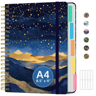 Large Spiral Notebook with Dividers & Tabs, 8.5" x 11" Hardcover 5 Subject Notebook for Work, 280 pages, College Ruled, Cute Journal for Women, Perfect for Study & Office Note Taking, Garden
